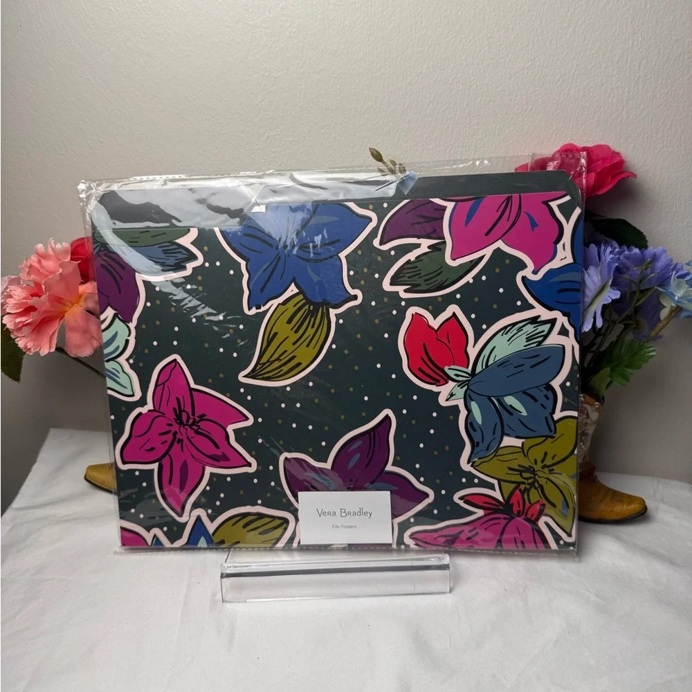 NWT Vera Bradley Falling Flowers File Folders Retired Pattern